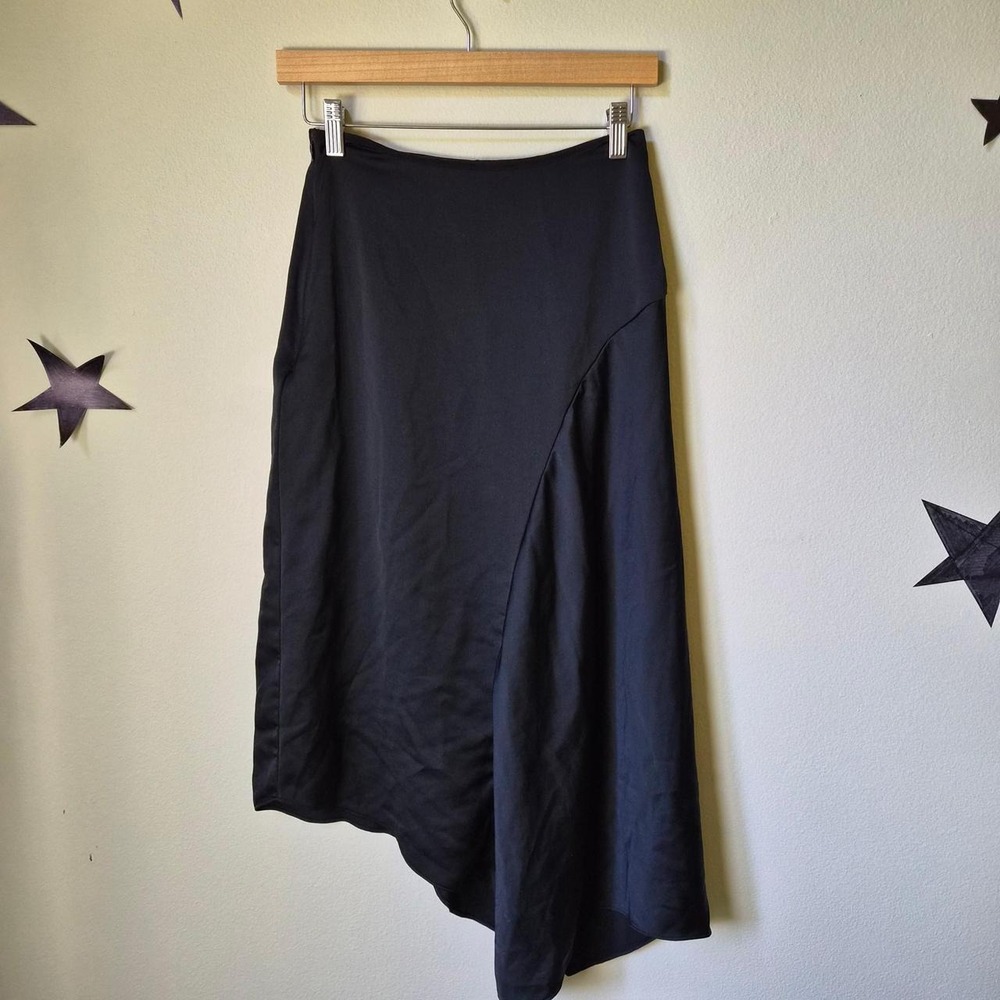 Nordstrom Asymmetrical Satin Midi Skirt Women XS Goth‎ Minimalist Chic Coquette